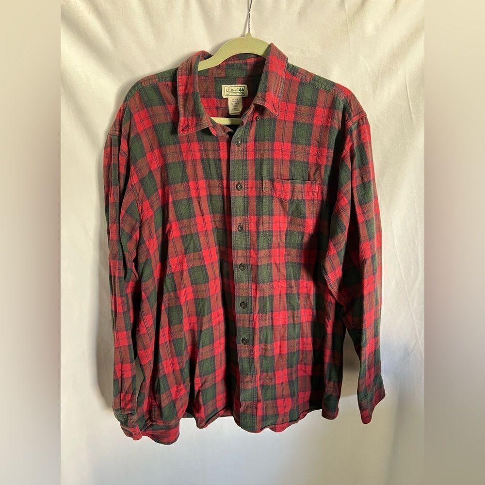 L.L. Bean Vintage Men’s Red Green BlueScotch Plaid Button Down Flannel Shirt XL